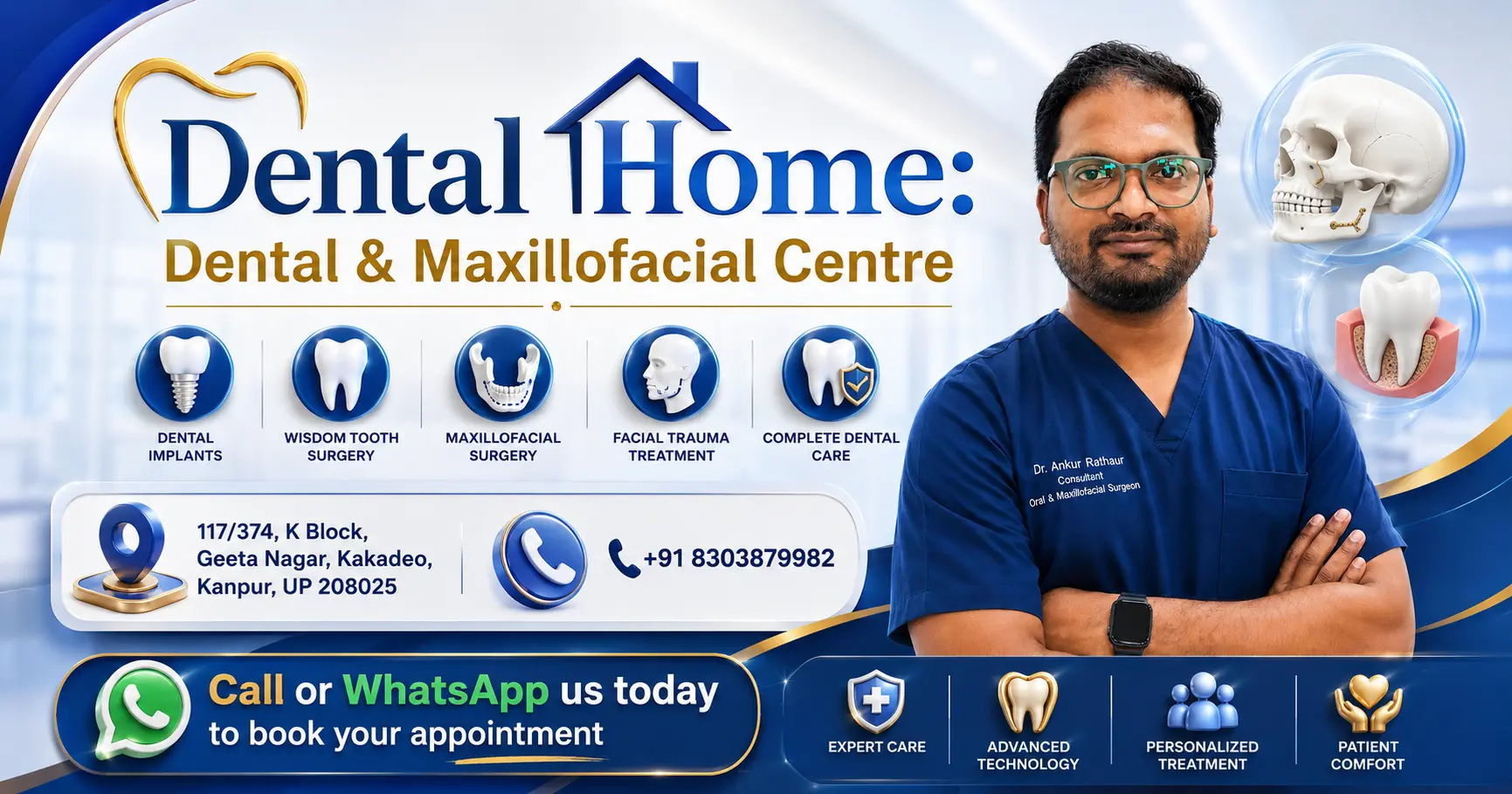 Dental Home Kanpur contact poster